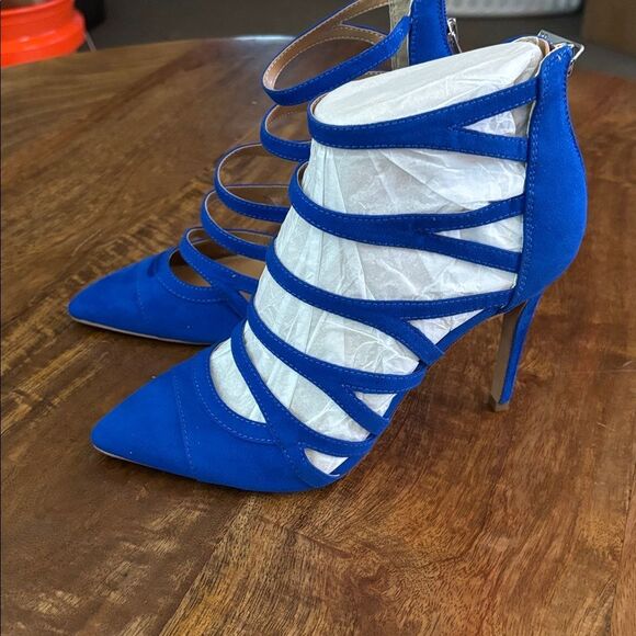 Jessica Simpson Parminda Royal Blue Pointed Toe Stiletto Heeled Strappy Pumps - Picture 5 of 9